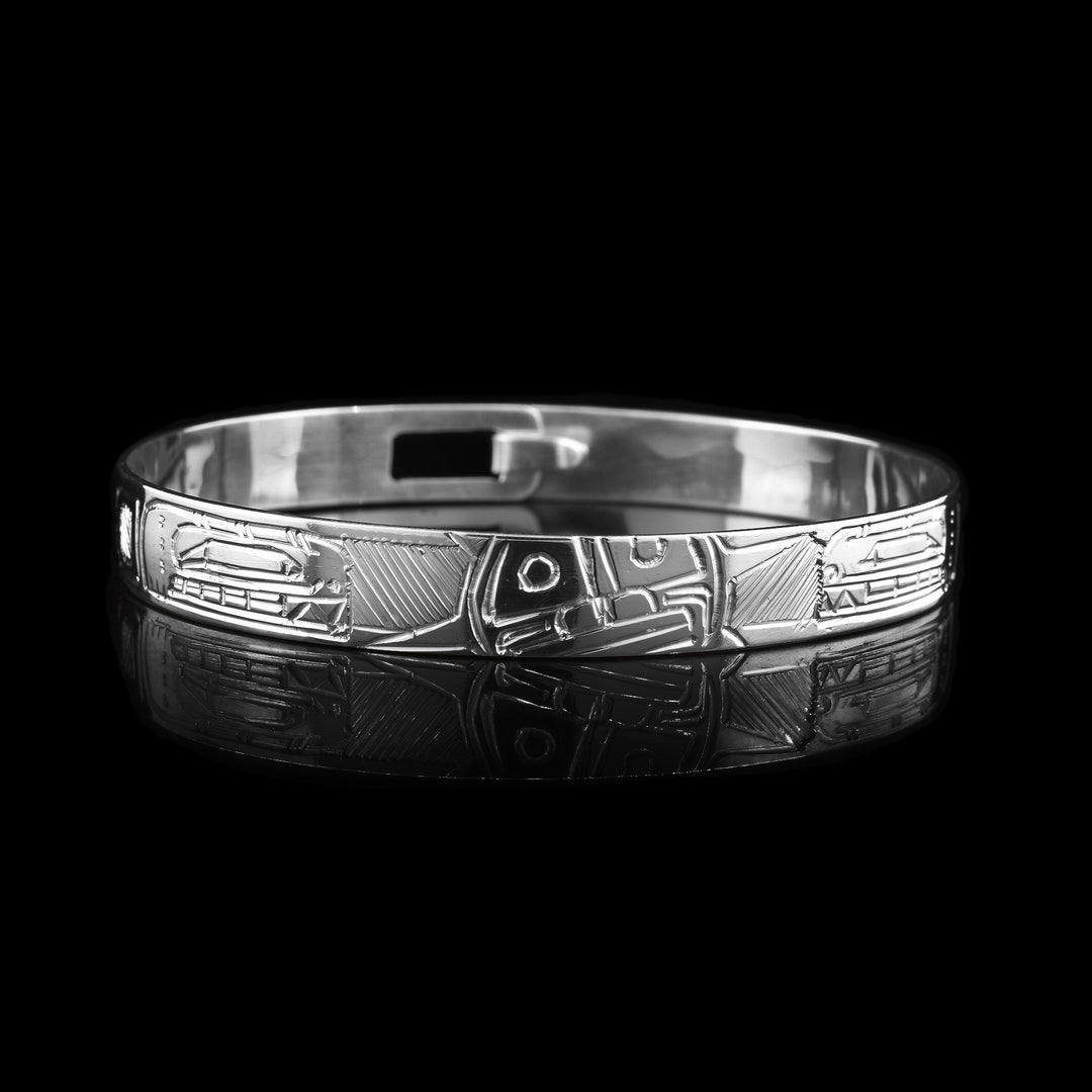 Silver Bangle 5/16" Orca Sun Bracelet