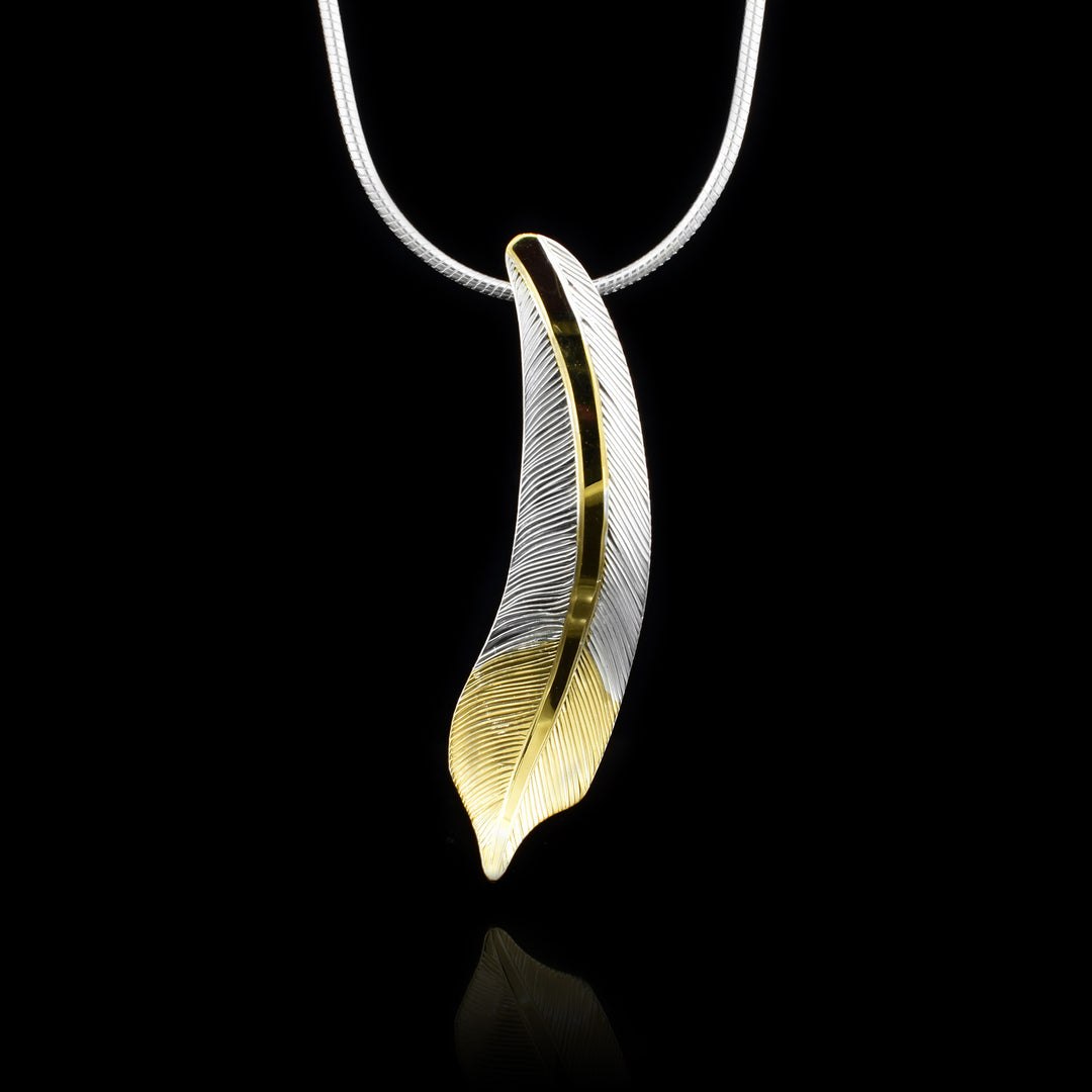 Two Toned Feather Pendant - Artina's Jewellery
