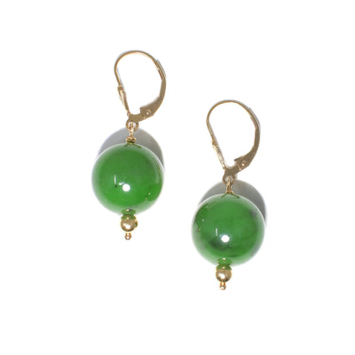 These jade earrings are each made up of a BC Jade bead, a gold-filled clasp, and gold-filled accents.