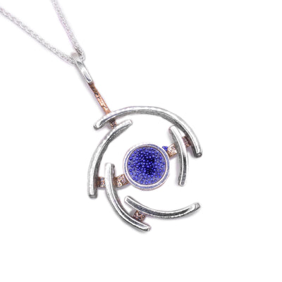 Oxidized Blue Sterling Silver Swirl Pendant - Artina's Jewellery