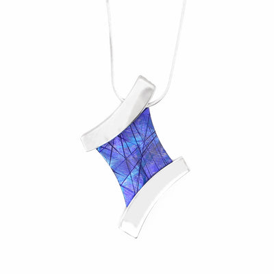 Abstract Blue Titanium Pendant Necklace