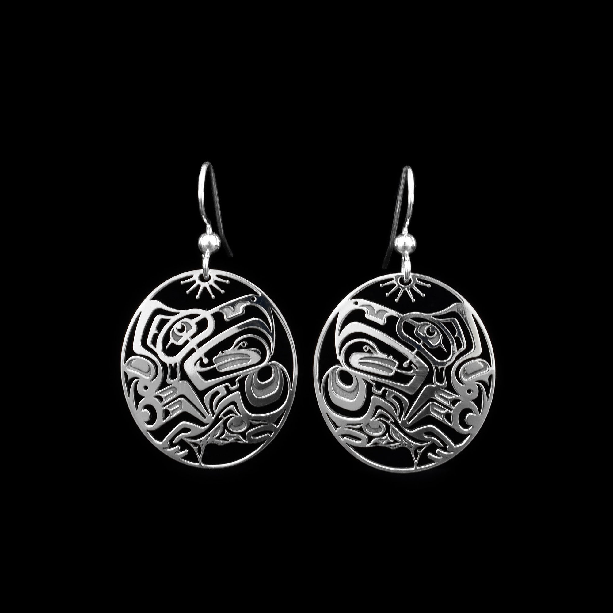 Cutout Salmon Frog Dangling Eagle Earrings