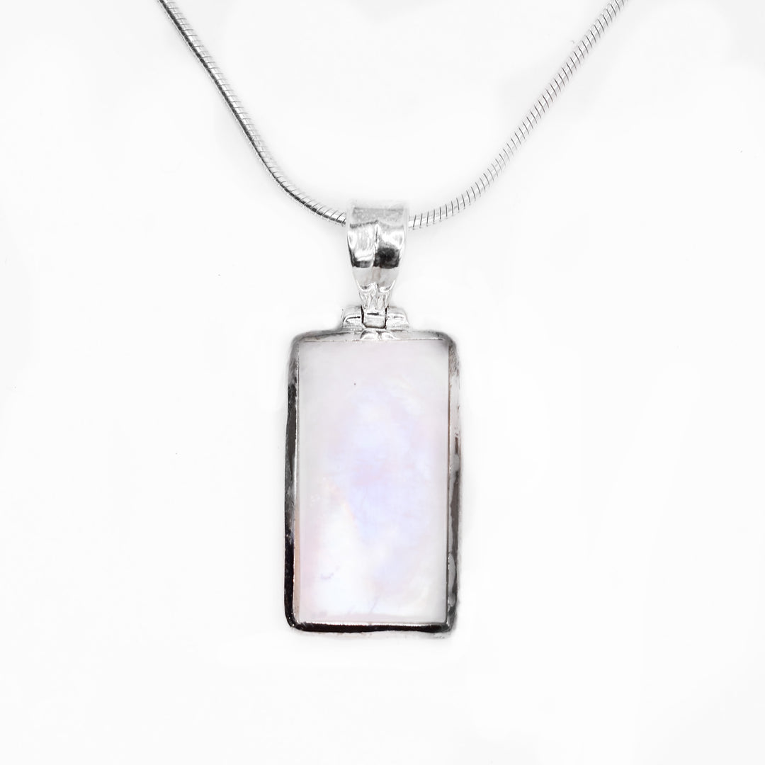 Sterling Silver Rectangle Moonstone Pendant - Artina's Jewellery