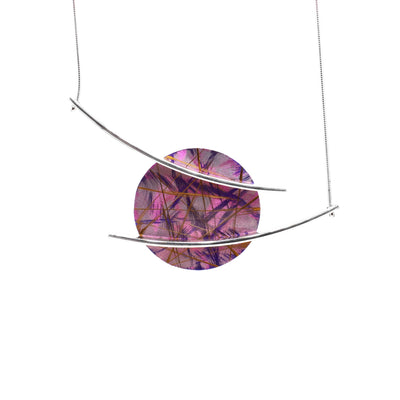 Pink Asymmetrical Round Titanium Necklace handmade by artist Jean-Yves Nantel.