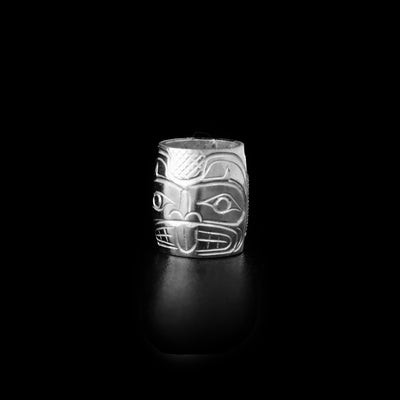Sterling silver beaver charm bead by Coast Salish artist Travis Henry.