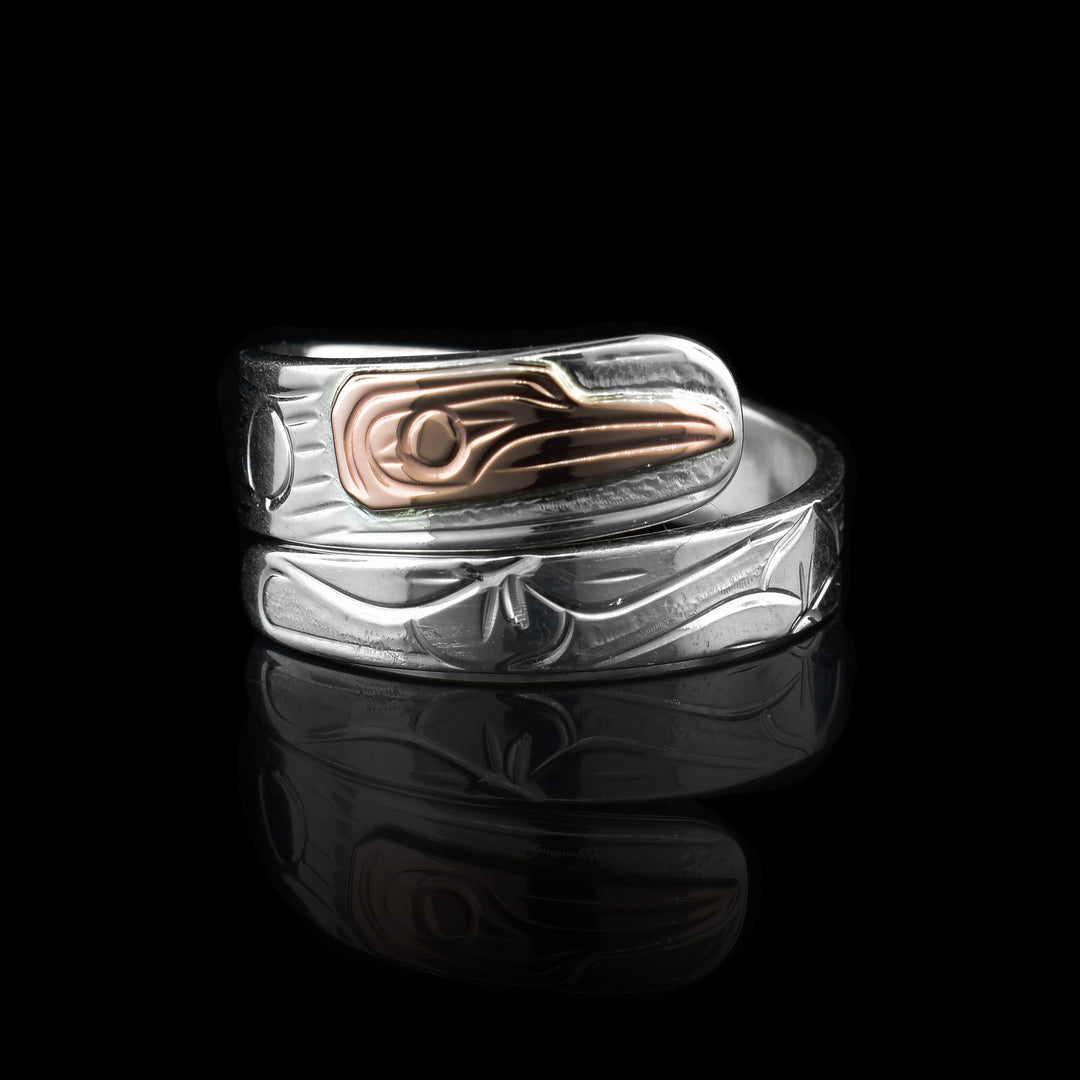 Silver and Rose Gold Hummingbird Wrap Ring