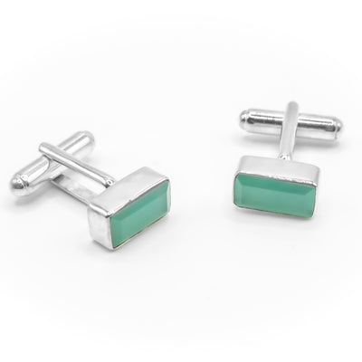 Rectangular faceted aquamarine set in silver. All metal is sterling silver.
