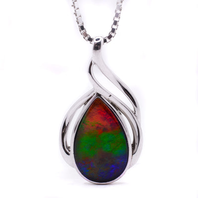 Sterling Silver and A+ Ammolite Pendant - Artina's Jewellery