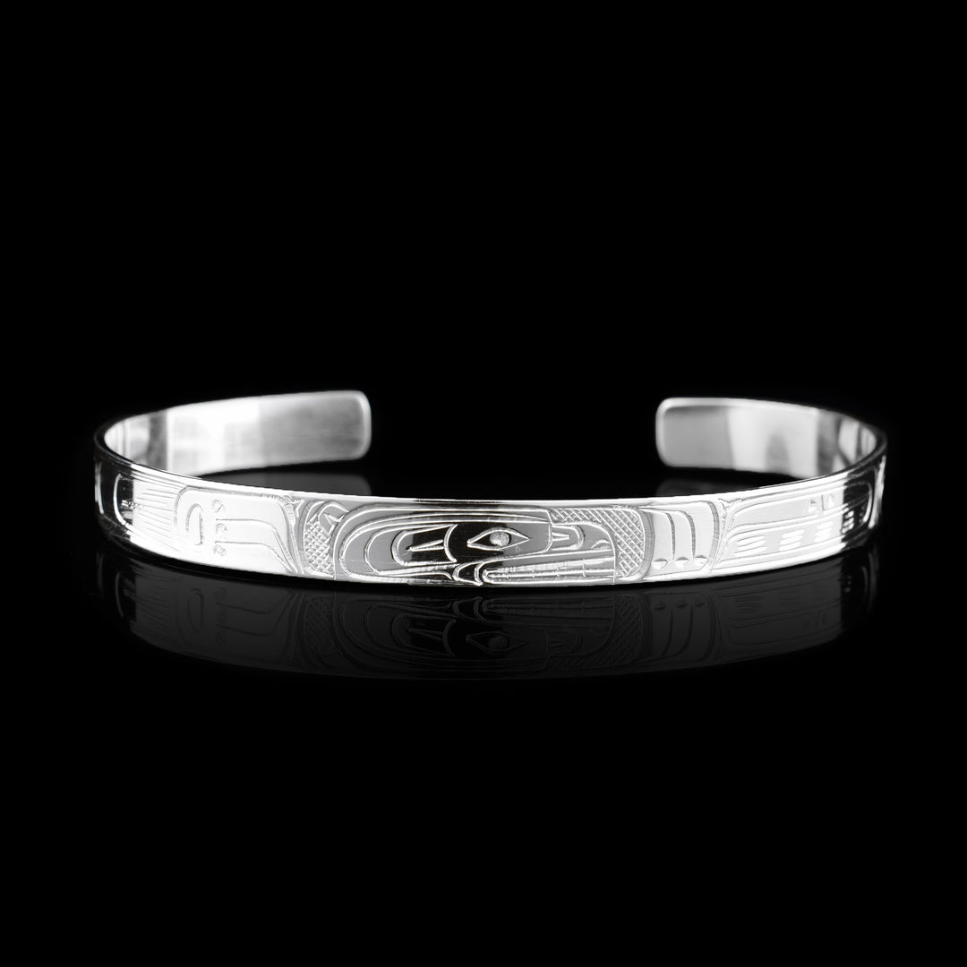 dainty silver indigenous Bear Cuff Bracelet