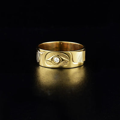 14K Gold Hummingbird Ring with Diamond