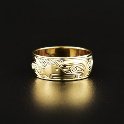 Hand Carved Gold Eagle Ring