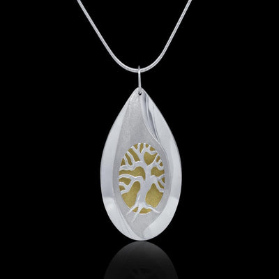 Edit  Sterling Silver and Brass Tree of Life Pendant