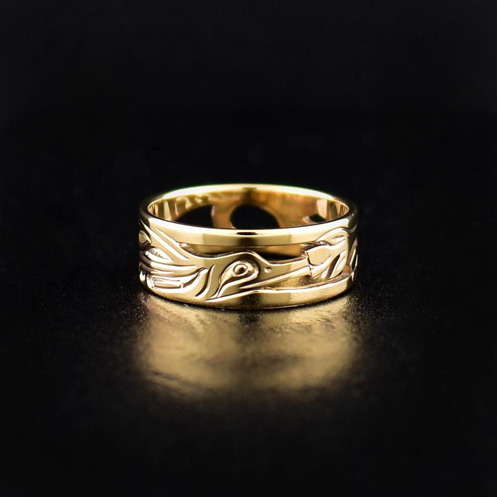 14k Gold Hummingbird Cutout Ring