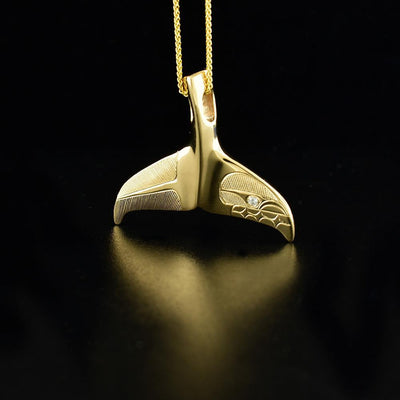 14K Gold Whale Tail with Diamond