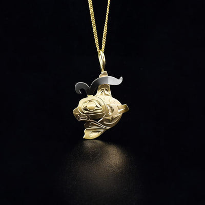 Gold Orca with Water Spout Pendant