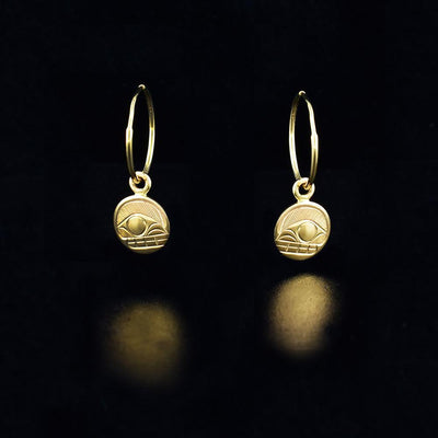 14K Gold Orca Sleeper Hoop Earrings
