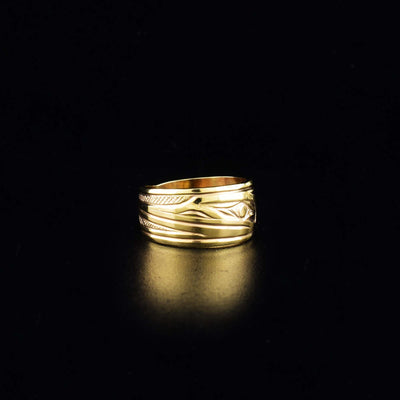 14K Gold 3/8" Hummingbird Ring