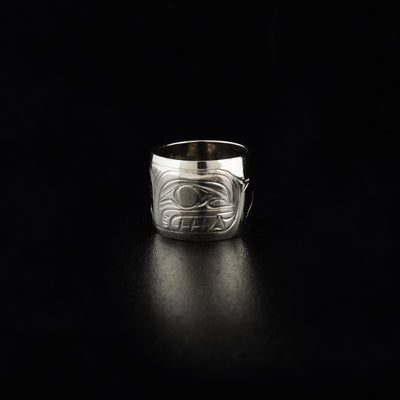 14K white gold orca spirit bead hand-carved