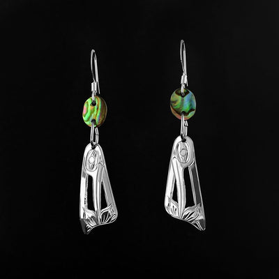 Sterling Silver Cut Out Hummingbird Earrings with Abalone