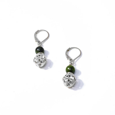 BC Jade Mini Bead Earrings with Sterling Silver Lantern Beads