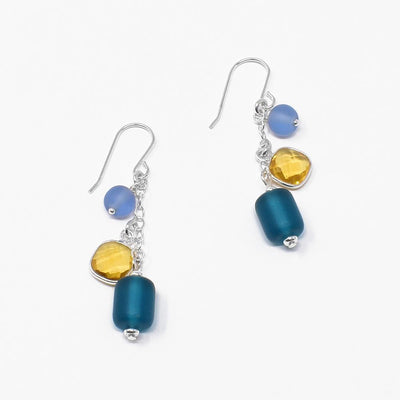 Citrine and Blues British Square Earrings