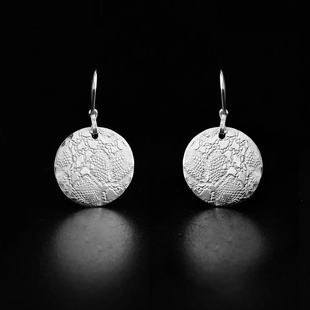 Sterling Silver Lace Disc Earrings