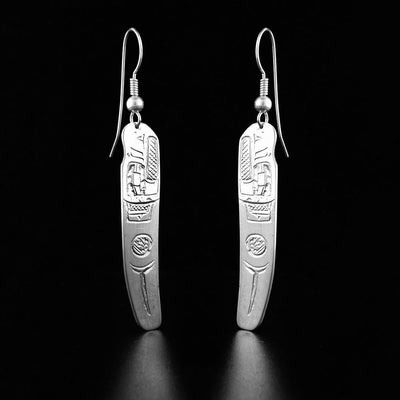 Sterling Silver Long Eagle Earrings