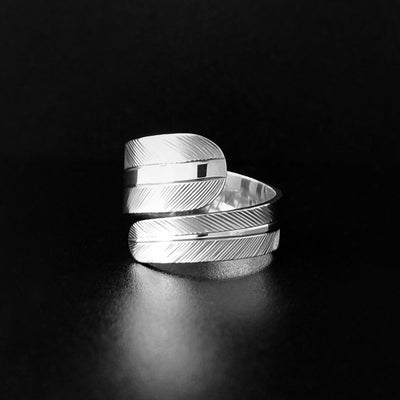 Silver Eagle Feather Wrap Ring