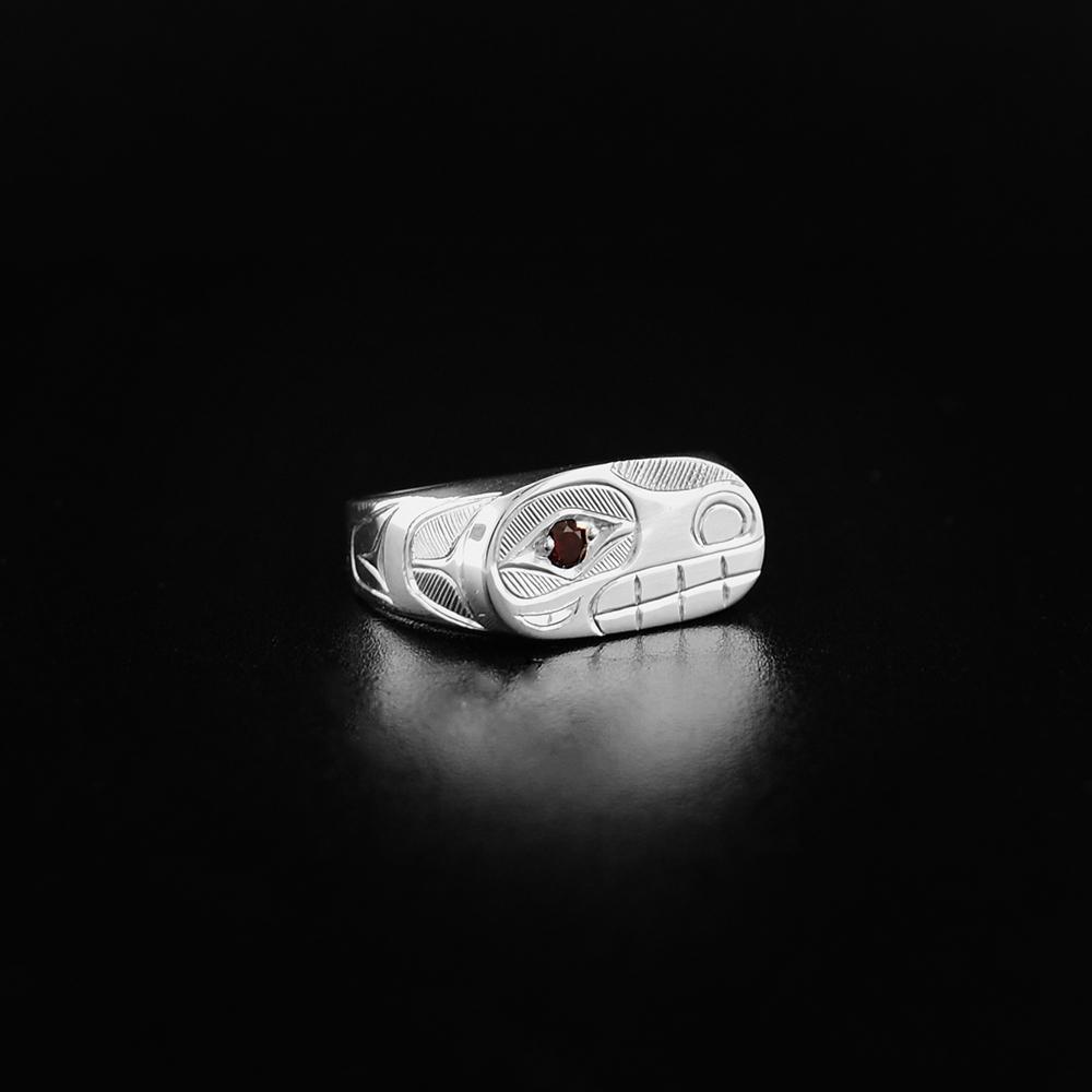 Signet Bear Ring with Garnet