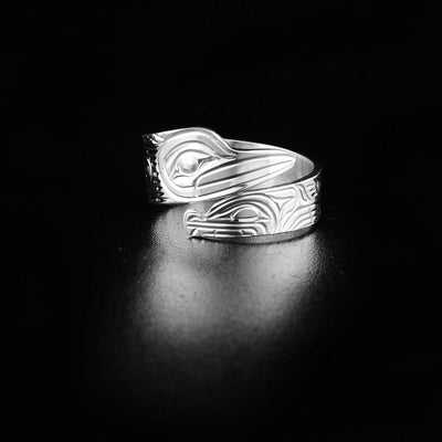 Sterling Silver Raven and Wolf Wrap Ring