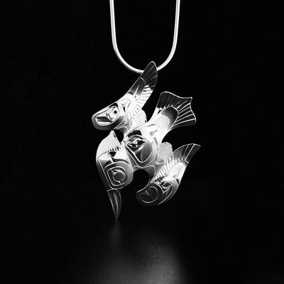 Sterling Silver Diving Kingfisher Pendant