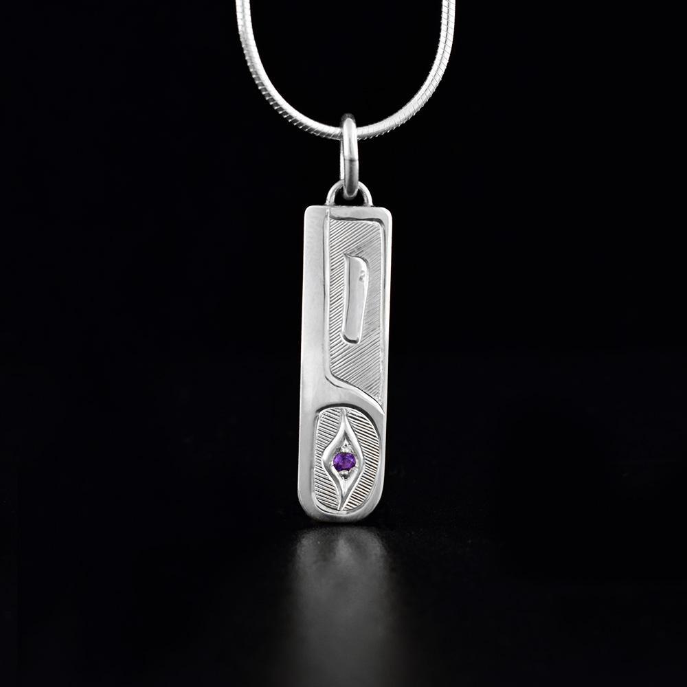 Sterling Silver and Amethyst Hummingbird Pendant