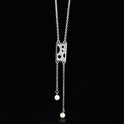 Sterling Silver Hanging Pearl Chain Necklace