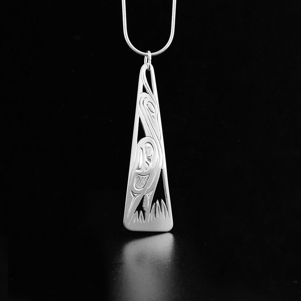 Sterling Silver Heron Pendant with Eagle in Wing