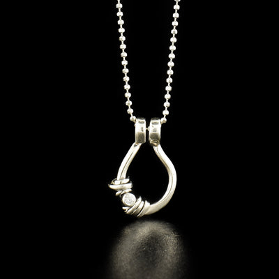 Sterling Silver Tear Shaped Necklace with Cubic Zirconia accent handcrafted by Joy Annett.