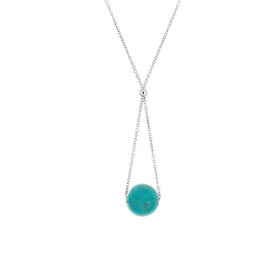 This Sterling Silver Turquoise Chandelier Necklace is hand crafted by artist Pamela Lauz. She has used sterling silver and genuine turquoise to create this piece.  The chain is 17" long and the pendant measures 1.50" x 0.50".