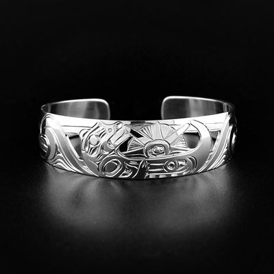 Sterling Silver 3/4" Otter and Sea Urchin Bracelet