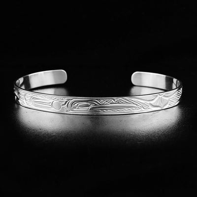 Sterling Silver 1/4" Hummingbird Cuff Bracelet