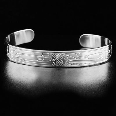 Sterling Silver Raven and Thunderbird 3/8" Cuff Bracelet
