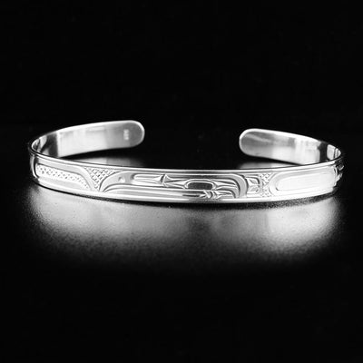 Sterling Silver 1/4" Raven Cuff Bracelet