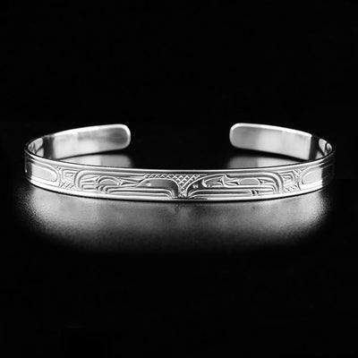 Sterling Silver 1/4" Raven and Eagle Cuff Bracelet