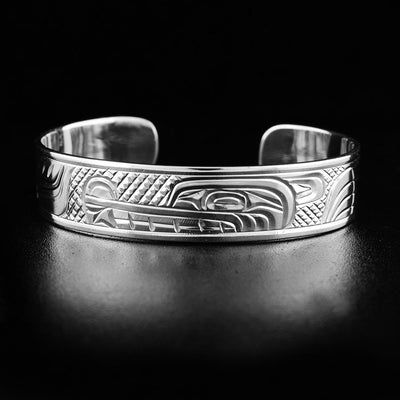 Sterling Silver 3/8" Wolf Baby Cuff Bracelet