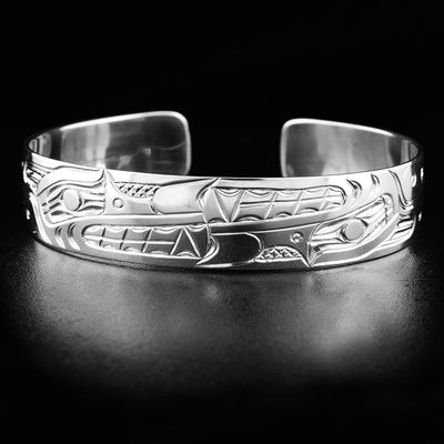 Sterling Silver Four Wolves Cuff Bracelet