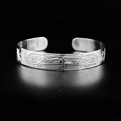 Sterling Silver 3/8" Wolf and Bear Cuff Bracelet