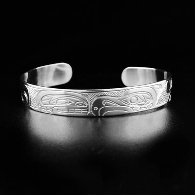 Sterling Silver 3/8" Orca and Eagle Cuff Bracelet
