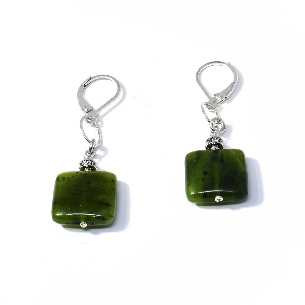 Medium Square BC Jade Dangle Earrings