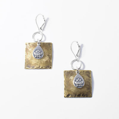 Bronze and Silver Lotus Earrings