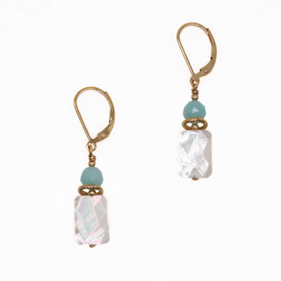 Mother of Pearl and Amazonite Earrings hand crafted by artist Karley Smith.