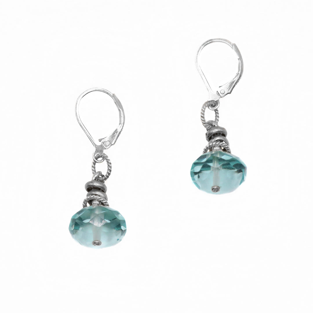 Blue Quartz Roundel Earrings hand crafted by artist Karley Smith.