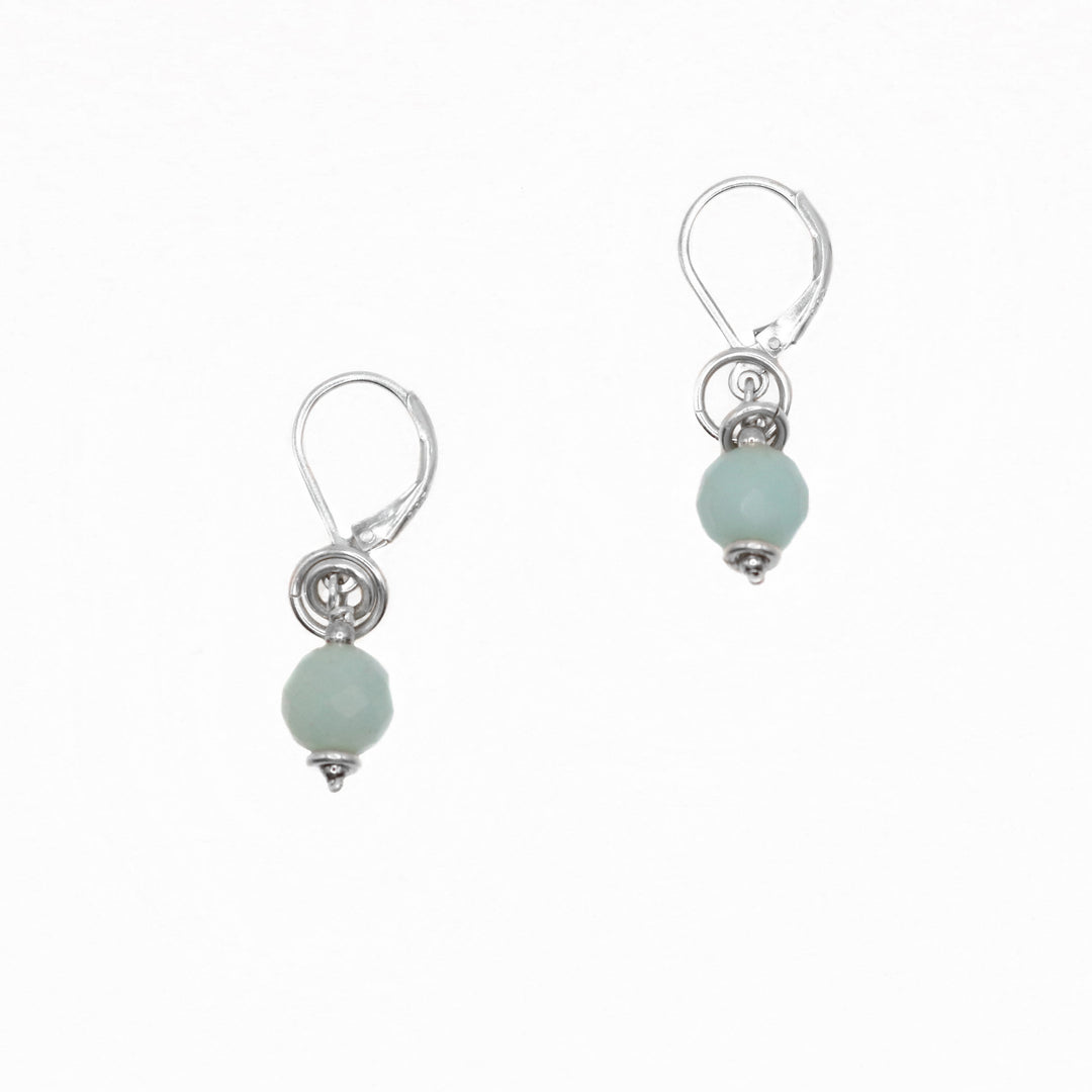 Silver Amazonite Earrings hand crafted by artist Karley Smith.